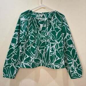 NWT Banana Republic Factory Shirred Popover Floral Shirt, 100% Cotton, XS